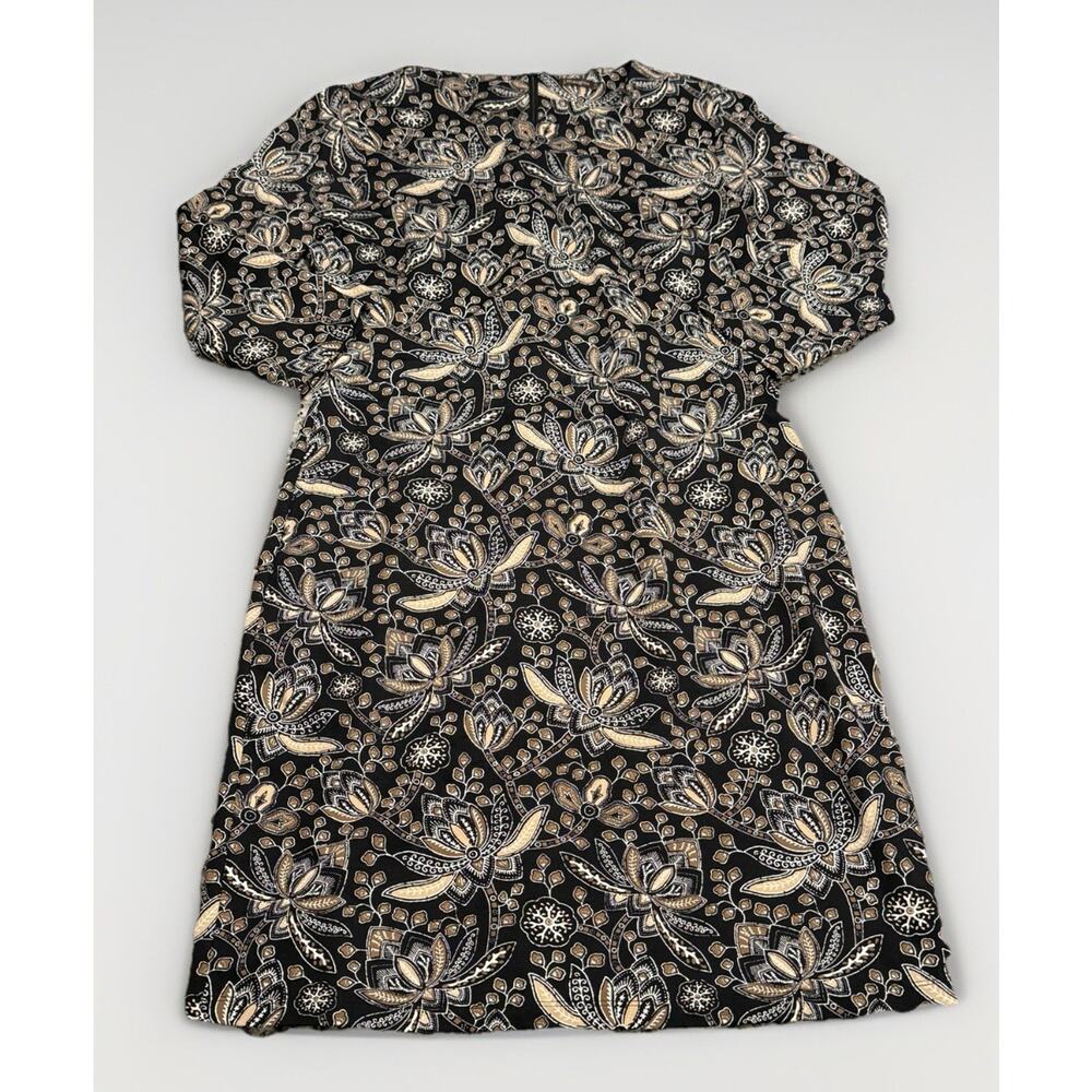 J McLaughlin Dress Womens Catalina Cloth Brown Floral Long Sleeve Sheath Sz M